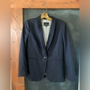 J.Crew Women's Blazer Jacket Parke Size 4P Blue Stretch Wool euc
